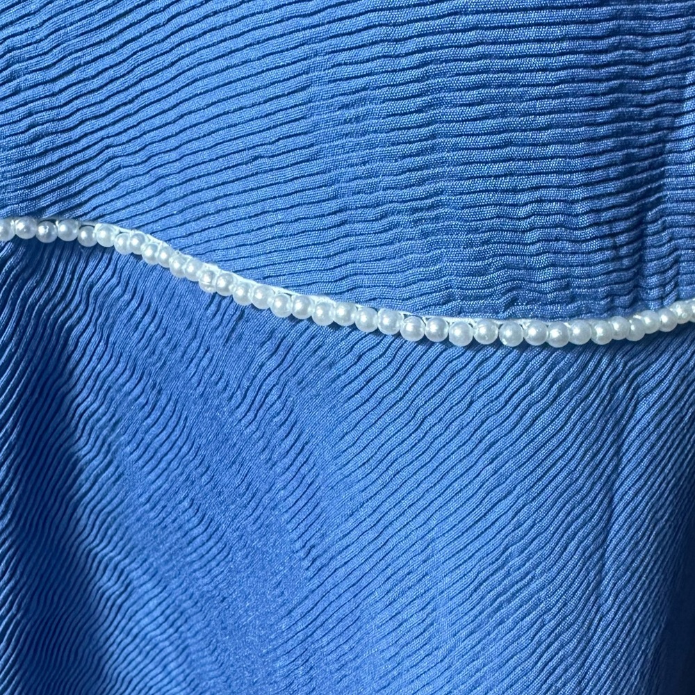 Sandro Paris Elegant Blue Women's Fit & Flare Mini Skirt With Pearl Detailing - Picture 9 of 11
